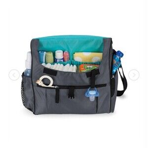 NEW GEMLINE Uptown Convertible Diaper Bag Backpack Messenger Gray Teal 1299Rck